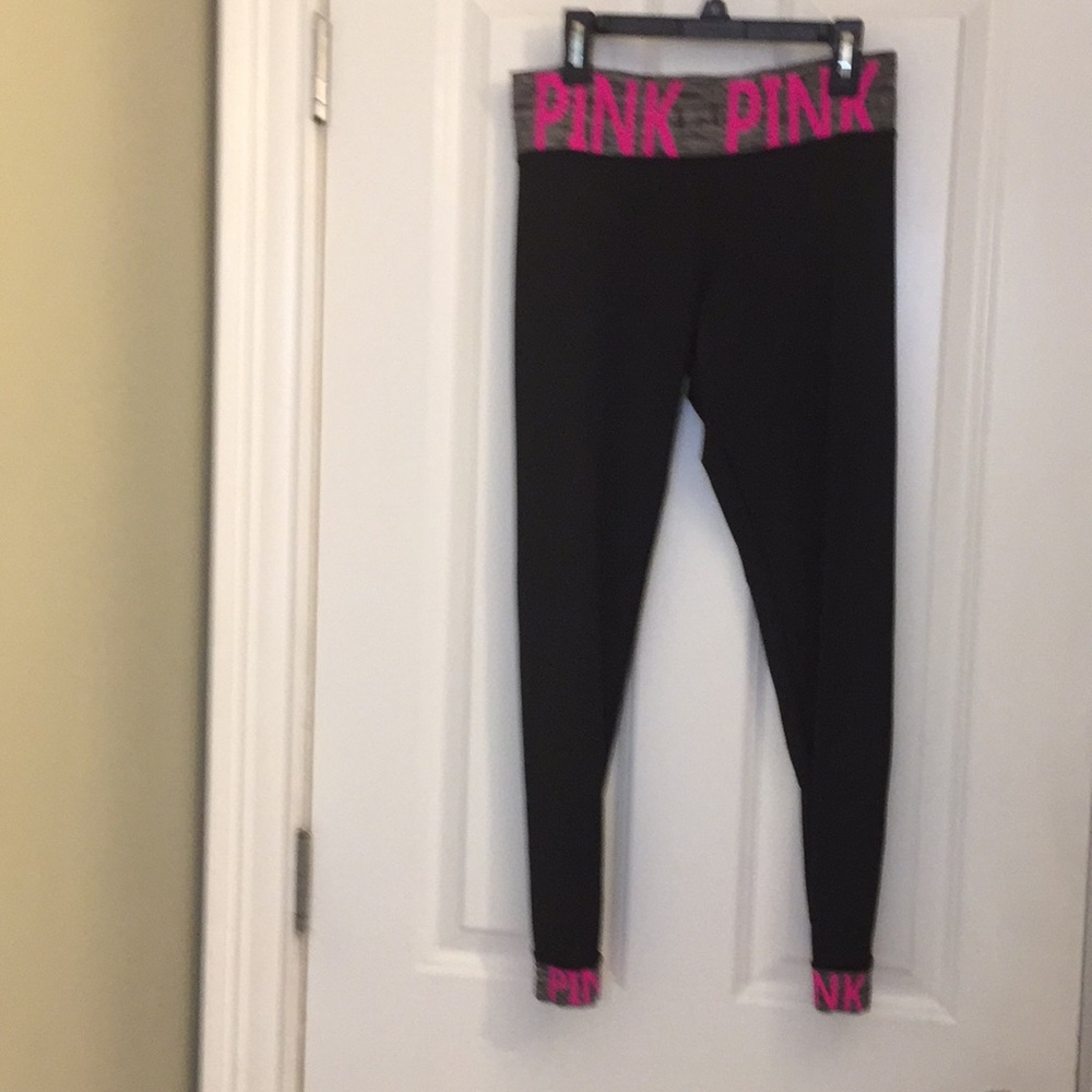 Pink black thin jogger type leggings